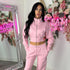 Kairo Straight Leg Zip Jacket Loungewear Set in Pink