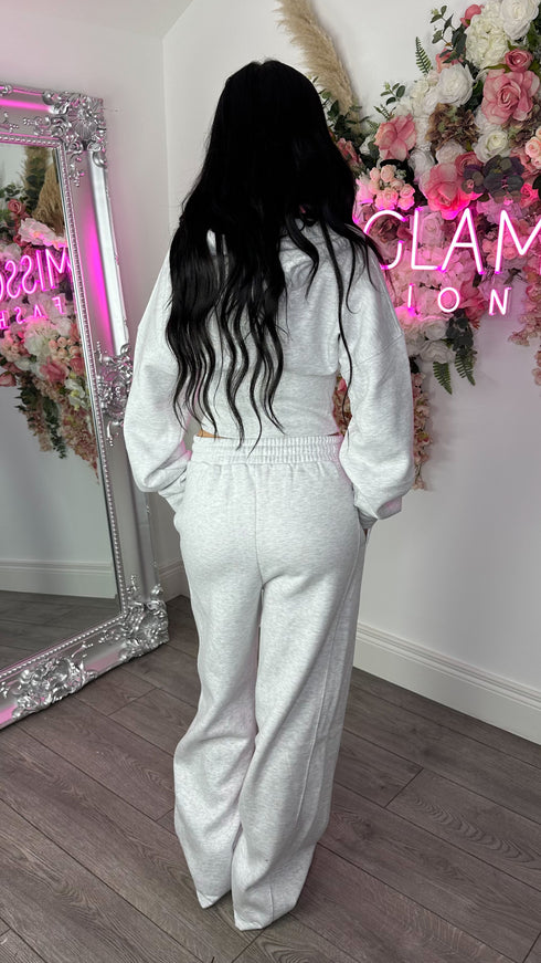 Corset Hoodie & Straight Leg Joggers in Bleach Grey
