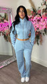 Kairo Straight Leg Zip Jacket Loungewear Set in Blue