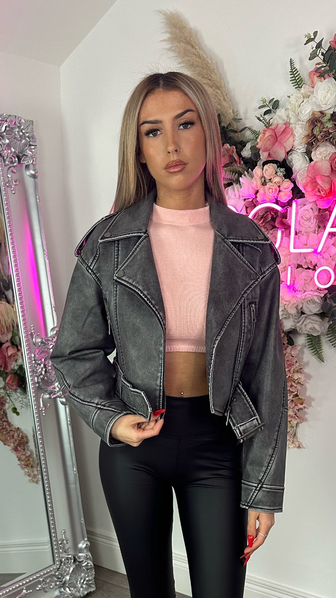 Pink velvet moto jacket discount