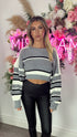Leilani Grey Round Neck Stripe Jumper