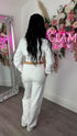 Kairo Straight Leg Zip Jacket Loungewear Set in White
