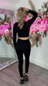 Myla Black Long Sleeve Ribbed Contour Two Piece