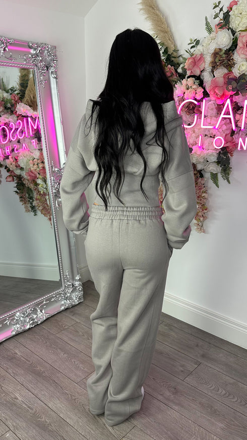 Corset Hoodie & Straight Leg Joggers in Dove Grey