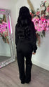 Moxie Button Front Wide Leg Tracksuit in Black