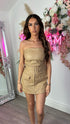 Nora Nude Leather Look Belted Skort Playsuit