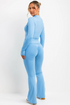 Blue Push Up Flare Trousers