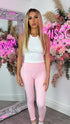 Haley Pink Ribbed Bum Lift Leggings