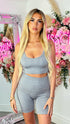 Abbie Grey Spaghetti Strap Crop Top and Shorts Set