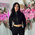 Kairo Straight Leg Zip Jacket Loungewear Set in Black