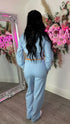 Kairo Straight Leg Zip Jacket Loungewear Set in Blue