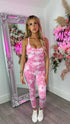 Hailey Pink Tie Dye Ruched Bum Jumpsuit