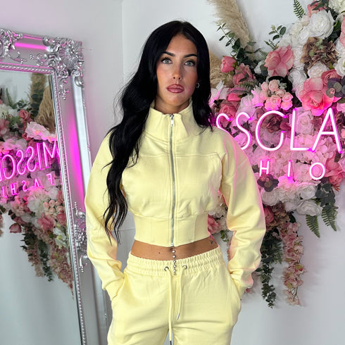 Kairo Straight Leg Zip Jacket Loungewear Set in Yellow