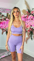 Abbie Purple Spaghetti Strap Crop Top and Shorts Set