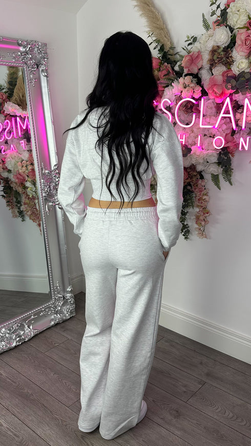 Kairo Straight Leg Zip Jacket Loungewear Set in Bleach Grey