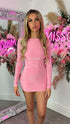 Mia Pink Long Sleeve Backless Mini Dress