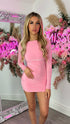 Mia Pink Long Sleeve Backless Mini Dress