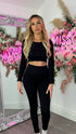 Luna Black Long Sleeve Ribbed Activewear Set