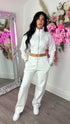 Kairo Straight Leg Zip Jacket Loungewear Set in White