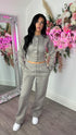 Moxie Button Front Wide Leg Tracksuit in Dove Grey