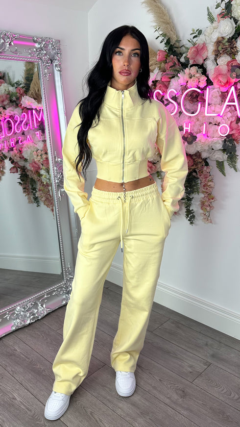 Kairo Straight Leg Zip Jacket Loungewear Set in Yellow