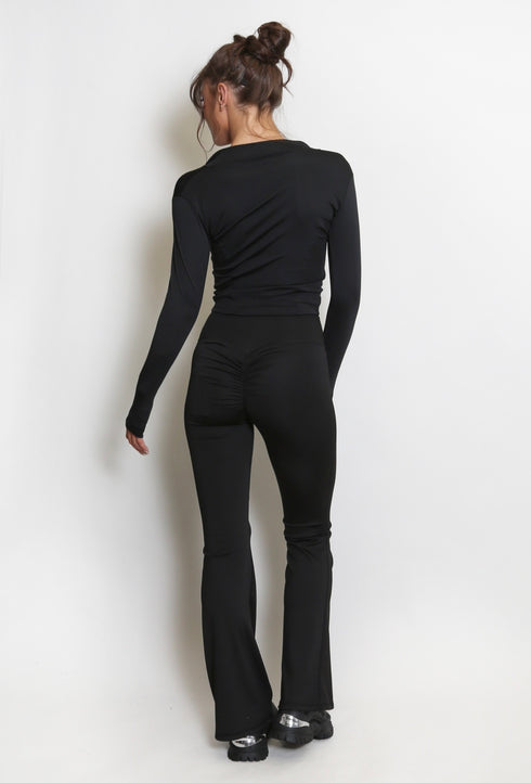 Black Push Up Flare Trousers