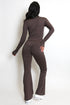 Brown Push Up Flare Trousers