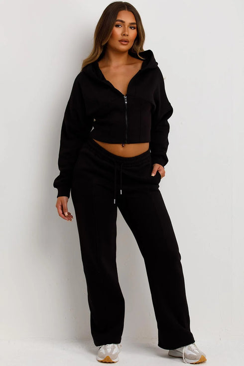 Corset Hoodie & Straight Leg Joggers in Black