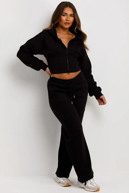 Corset Hoodie & Straight Leg Joggers in Black
