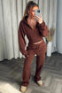 Corset Hoodie & Straight Leg Joggers in Chocolate