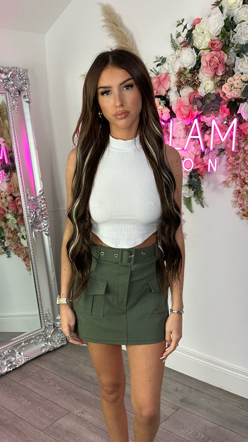 Ceris Khaki Belted Cargo Skort