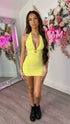 Candace Yellow Ring Cut Out Halterneck Dress