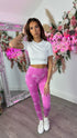 Kye Bubblegum Pink Tie Dye Ankle Length Leggings