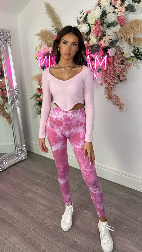 Kye Pink Tie Dye Ankle Length Leggings