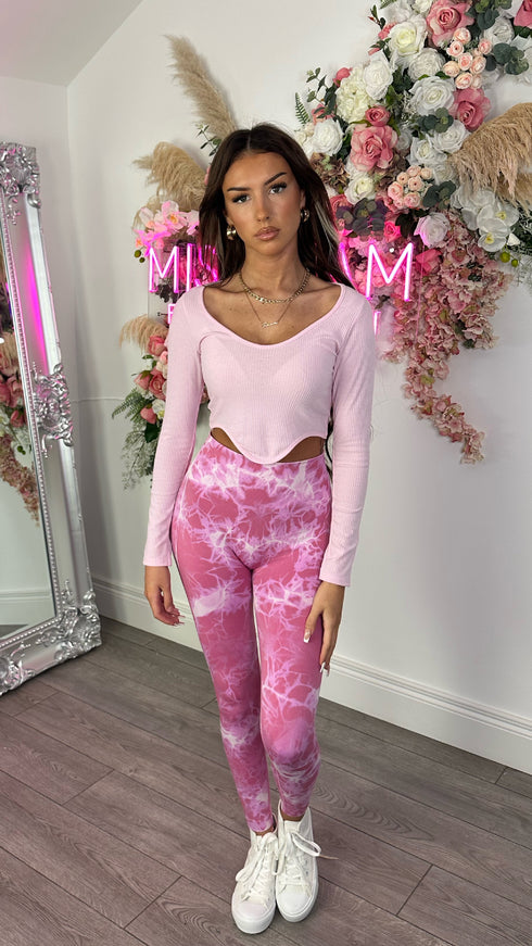 Kye Pink Tie Dye Ankle Length Leggings