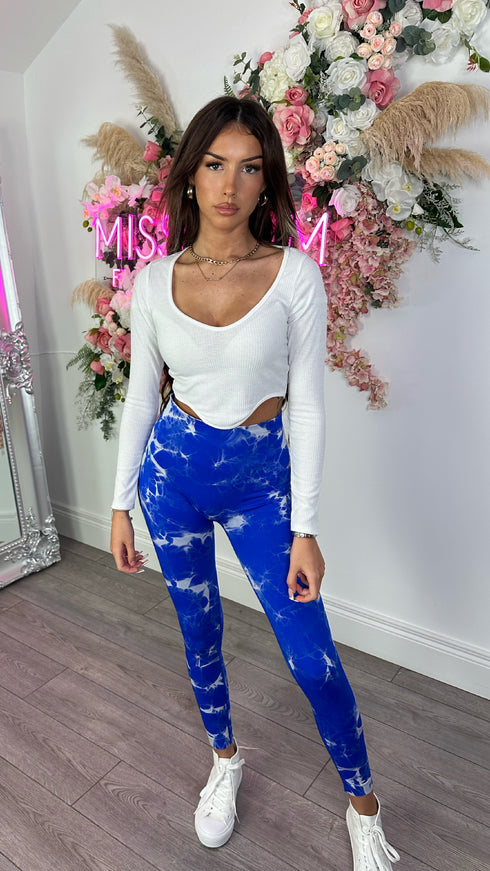 Kye Blue Tie Dye Ankle Length Leggings