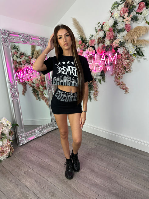 Riya White & Grey Cut T Shirt Two Piece Set